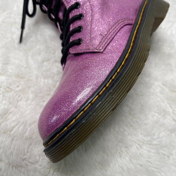 Dr. Martens Kid's #1460 Glitter Purple Patent Leather Boots Shoes Size 2 US - Picture 10 of 10